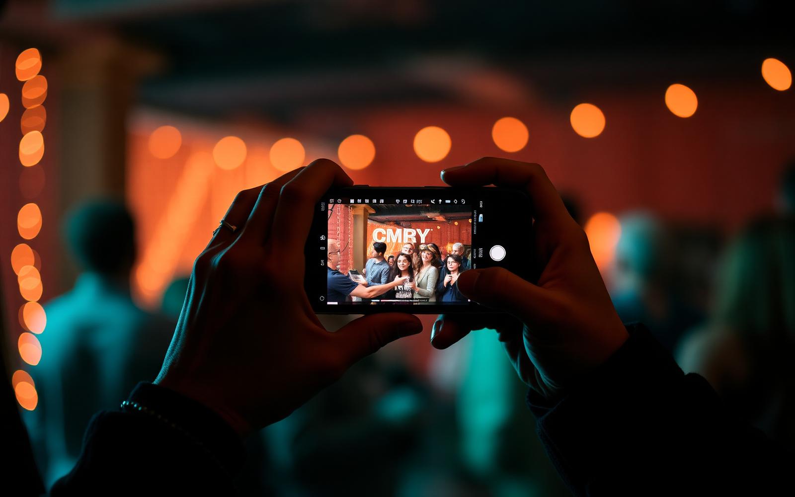 Filming vertical content at an evening celebration
